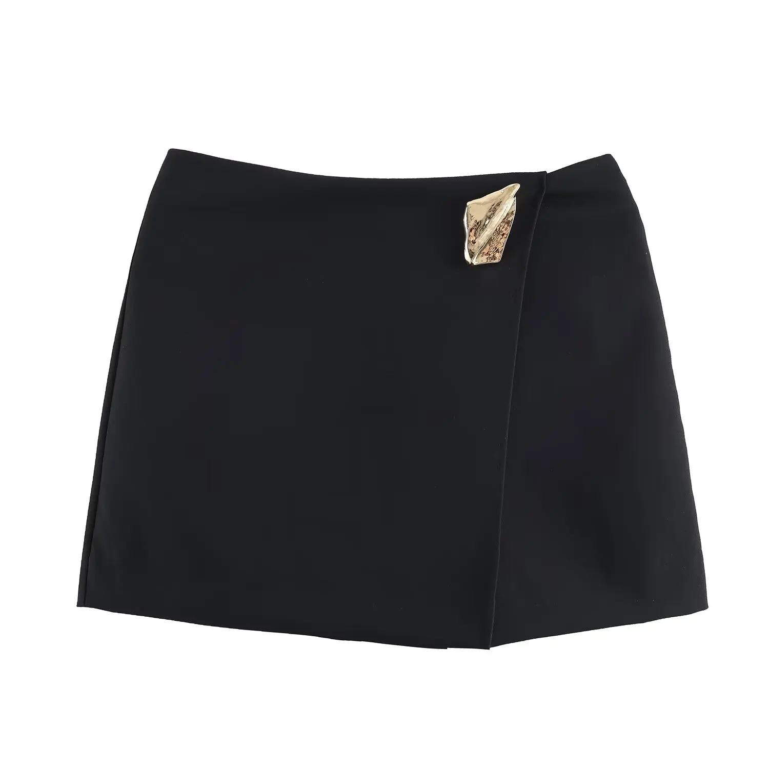 Women's Mini Skirt Pants Female Autumn Winter Solid Asymmetrical Gold Decoration Simple Shorts Skirt Casual Fashion Short Pants