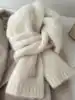 White Women's Scarf 2025 New Winter Korean Sle Alpaca Wool Soft Cozy Korean Version Scarf Faionable Warmth Rectangle ape