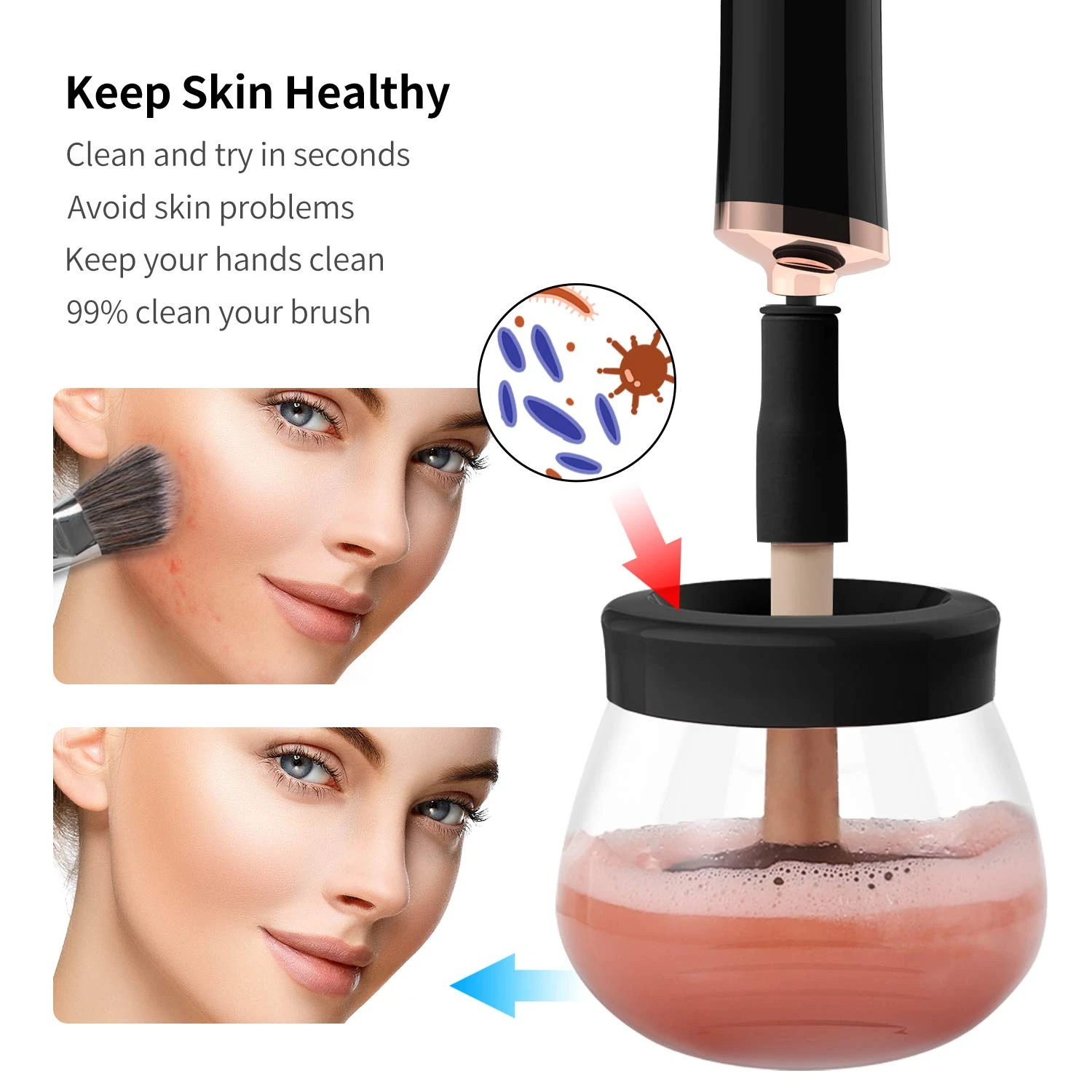 Take your makeup routine to the next level with the sleek, efficient and professional brush cleaner. Elevate your cleanliness ga