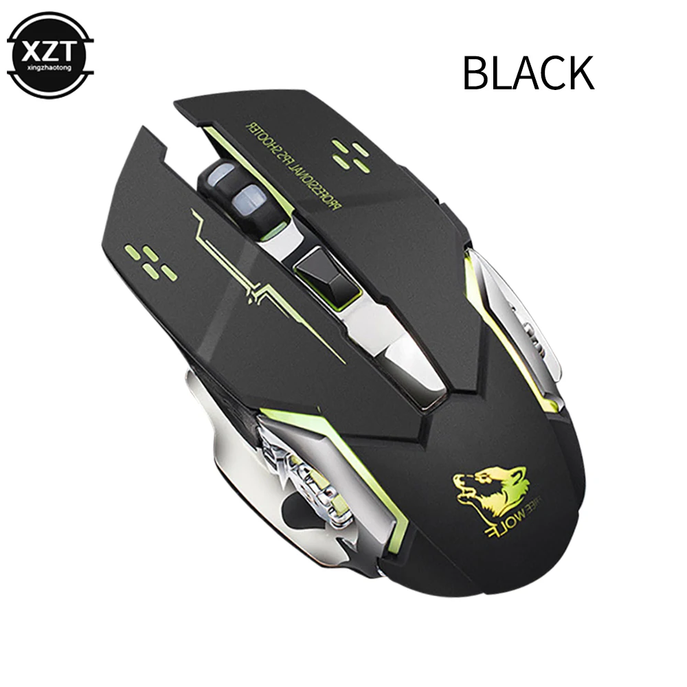 Jogo de Carregamento sem Fio Mouse Mudo Retroiluminado Mecânica Ergonômica Óptica pc Laptop Desktop Wolf-x8 - Imagem 6