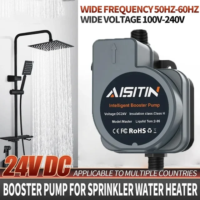 2024 อัพเกรดใหม่อัตโนมัติ Booster ปั๊ม 180W 24V Brushless ปั๊มน้ําบ้านฝักบัวเครื่องทําน้ําอุ่นเพิ่มความดันน้ําเงียบปั๊ม 1