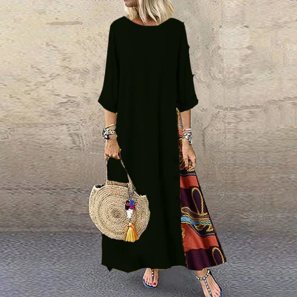 Fashion Loose Maxi Dress Women Ethnic Style Boho Long Dresses Vestidos Casual Summer Vintage Thin Woman Clothes Robe Femme