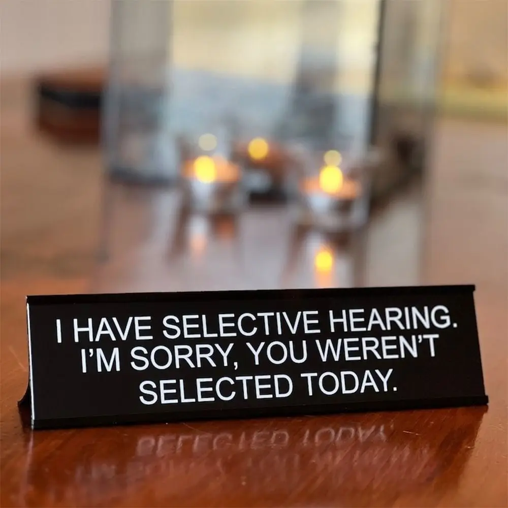 Funny Black Office Decor Sign Lightweight Aluminium Alloy Desk Sign Table Decoration Seating Office