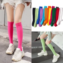 

New Sexy Medias Black White Long Socks Women Over Knee Thigh High Over The Knee Stockings Ladies Girls Warm Knee Socks