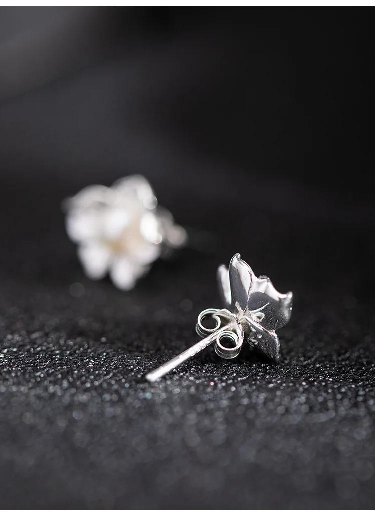 Amxiu Sterling Silber 925 Design leichte Luxus-Süßwasserperlen-Blumenohrringe für Damenmode, Schmetterlings-Orchideen-Ohrringe – Detail 3