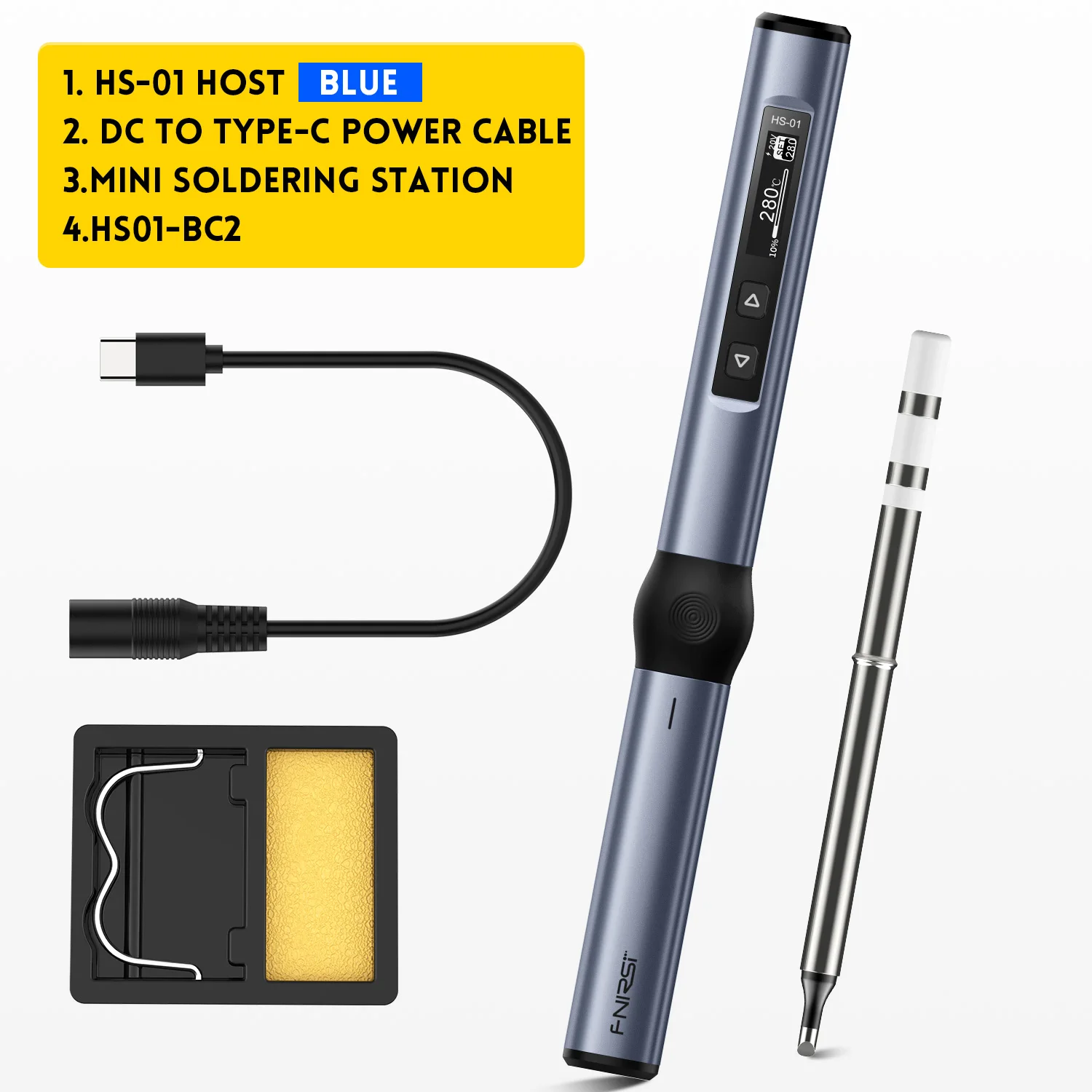 

FNIRSI HS-01 Smart Electric Soldering Iron PD 65W Adjustable Constant Temperature Mini Welding Table internal heat type digital