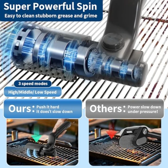 NEW Electric BBQ Grill Brush High Temperature Resistant 180° Adjustable 3 Speeds Mins Grill Cleaner for Outdoor Griddles Smokers 2