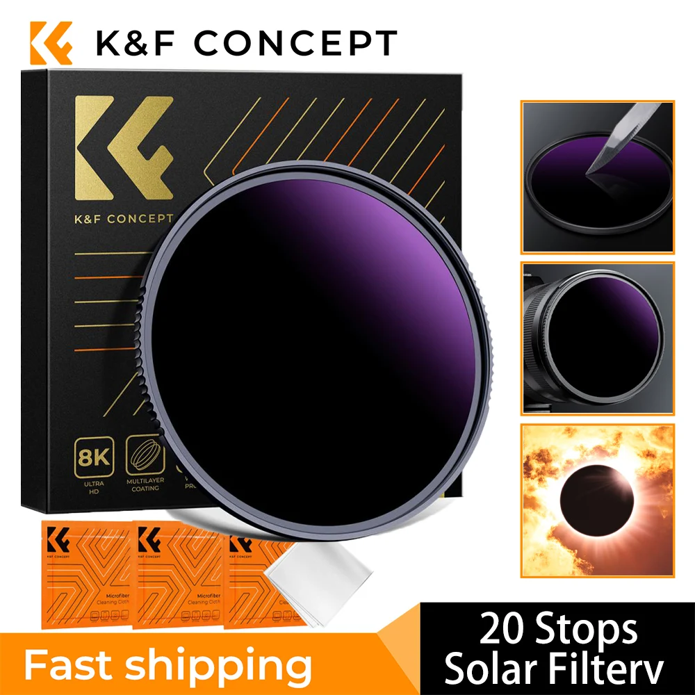 

K&F Concept Solar Filter ND1000000 20-Stop Solid Neutral Density Celestial Event Photography 28 Multi-Layer Coatings Nano-X