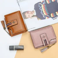 Bifold Short Oil Wax Card Wallet Women Fashion High Quality Purses Stylish Card Holder Coin Purse Ladies Vintage Leather Wallets 2