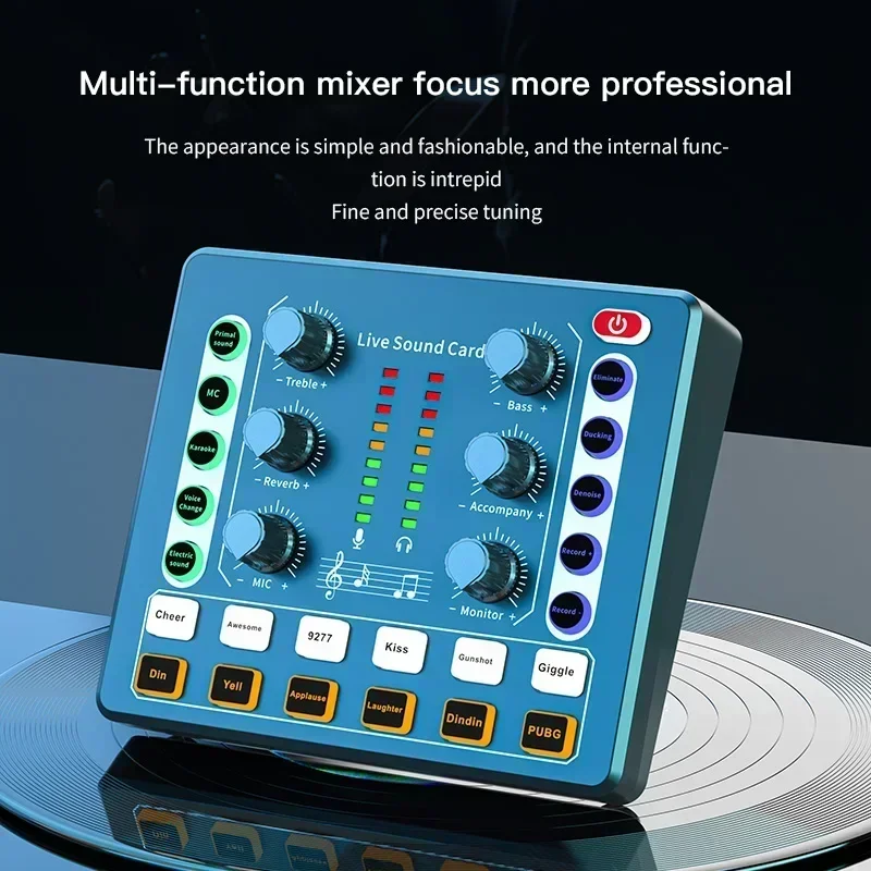 M8 Audio Interface Podcast Equipment Caster-All In One-Portable Podcast Production Studio With Premium Mic Preamp Sound Card