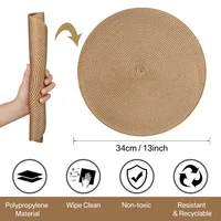 Set of 6 Round Braided Placemats 34CM Table Mats for Dining Tables Christmas Halloween Woven Washable Non-Slip Place mats 2