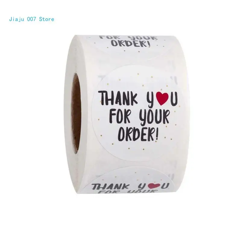 500pcs/roll Round Thank You for Your Order Heart Sticker Handmade Multi-style Seal Labels Seal Labels Scrapbooking Decoration for thank you stickers decorative labels stickers decorative stickers self adhesive stickers adhesive stickers paper stickers stationery stickers packaging stickers roll packaging stickers