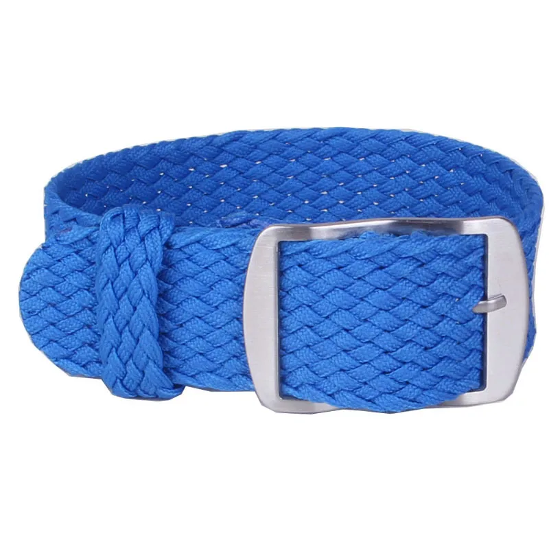 Solid Color Perlon Woven Nylon Watch Strap - Black or Blue
