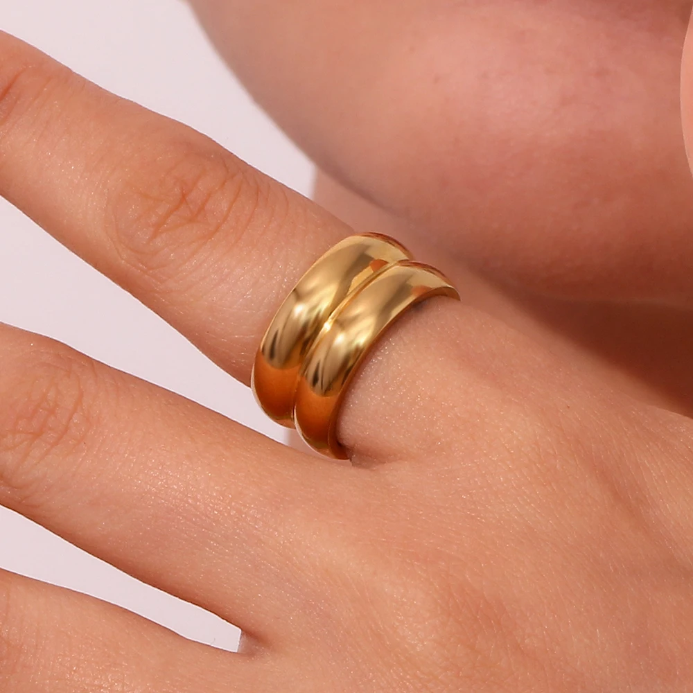 18K Gold Chunky Gold Ring Double Layered Gold Ring Band Ring Y2K Vintage  BOHO Gold Rings - Etsy