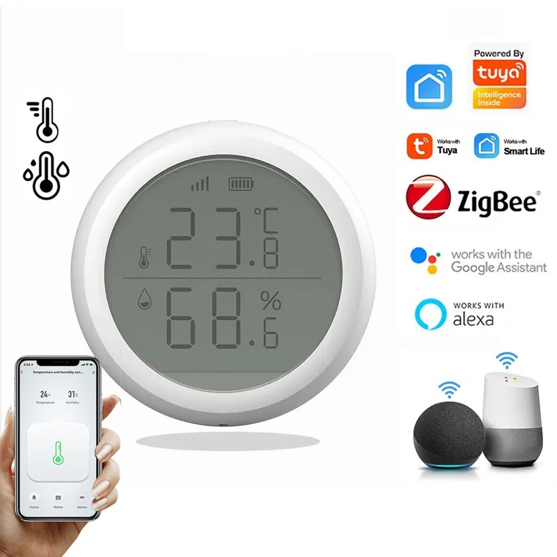 Tuya Zigbee Smart Temperature And Humidity Sensor With LED Screen