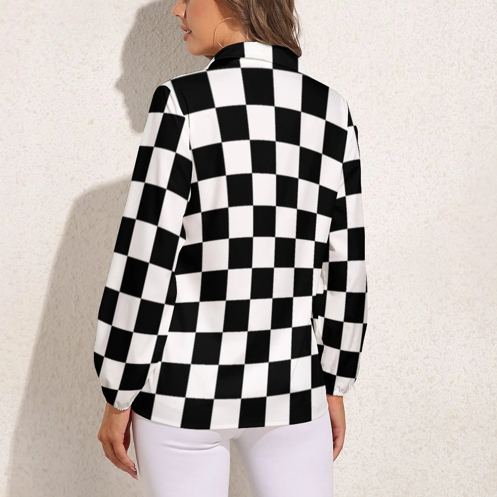 Combinar Camisa Sueter De Cuadros Blanco Y Negro Blusa Informal De