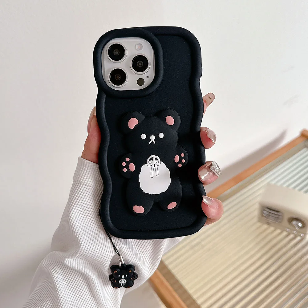 Honorx8 Cute Bear Pendant Candy Wavy Silicone Case On Huawei Honor X8 X8a X6s X6 4g 5g X8b X7 X7a X7b 90 70 Magic 5 6 Lite Cover_voghion.com