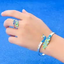 

Women Bracelet Colorful Peacock Jewelry Elegant Electroplating Ring Bangle for Wedding