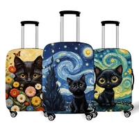 Oil Painting Van Gogh Black Cat Luggage Covers for Travel The Starry Night Suitcase Covers Trolley Case Protective Cover Gift 1