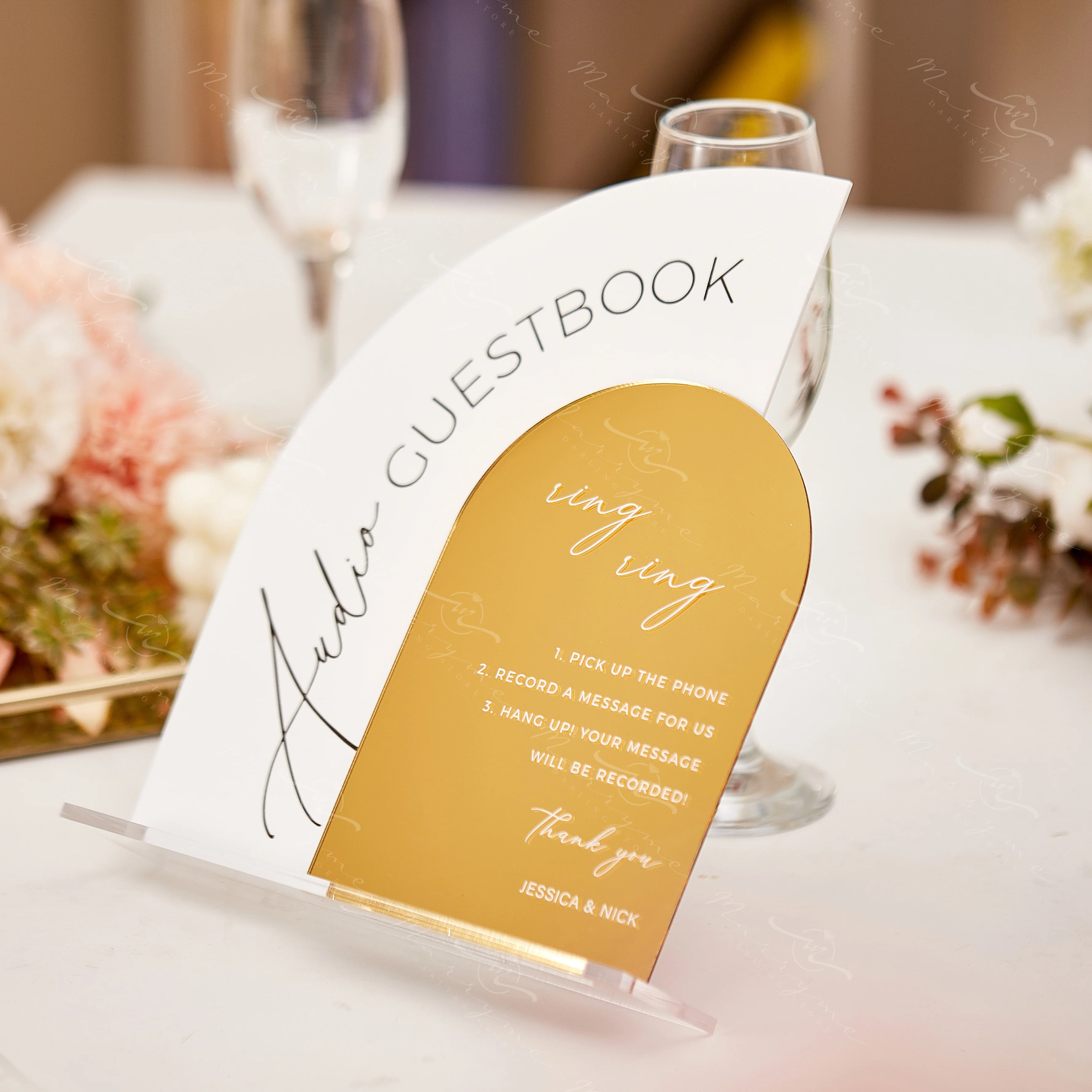Guestbook Sign Audio Guestbook Sign Arched Gold Mirrored Acrylic Frosted Acrylic Wedding Decoration Reception Stationery acrylic guestbook signs