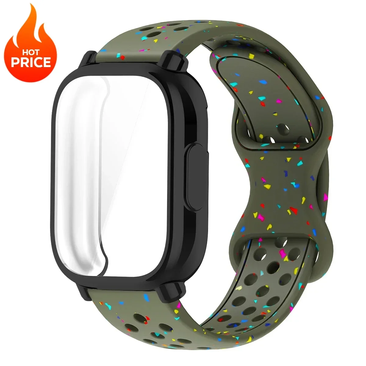 Enhanced Silicone Strap and TPU Protector Case for Full-Screen Coverage - Breathable Sports Band Design
