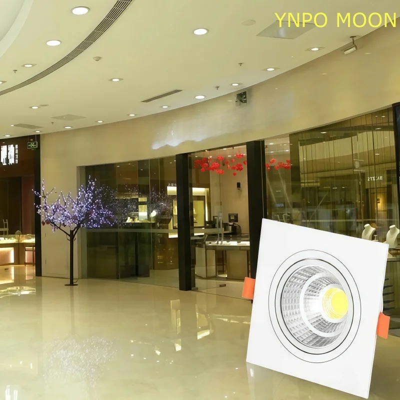 Square Embedded Dimmable COB Spotlight 5W7W10W15W20W Anti Glare AC110-220V Ceiling Downlight Indoor Living Room Bedroom Store La