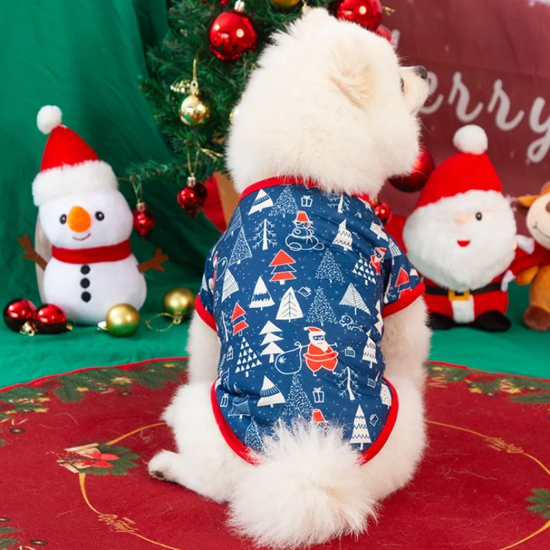 Christmas Dog Clothes For Small Dogs Cute Soft Dog Shirt Fashion Print Puppy Costumes Thin Cat Shirt Pet Pullovers Supplies pet dog shirt