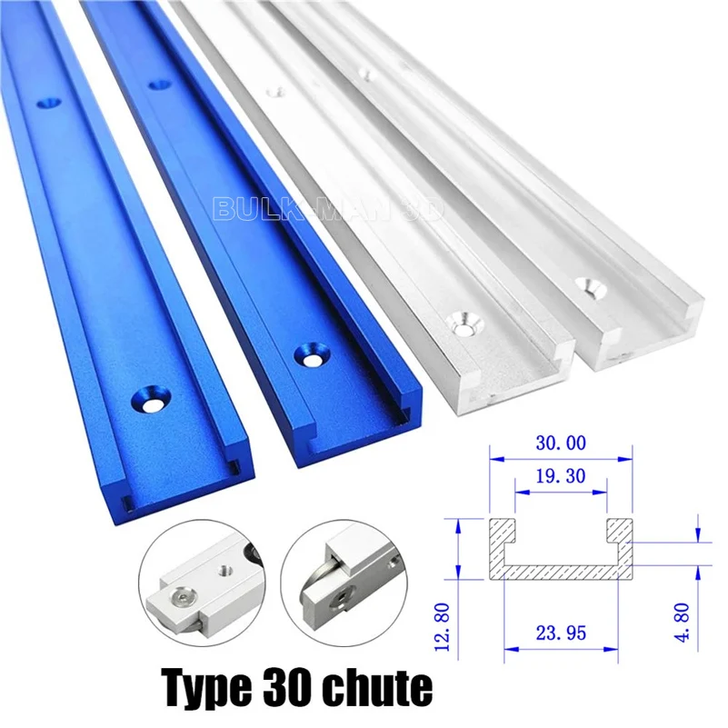 

30 Type T-Slot Miter T-rack Jig Fixture Slot Connector Aluminum Alloy Woodworking Chute Rail 100-1220MM Workbench DIY Tool