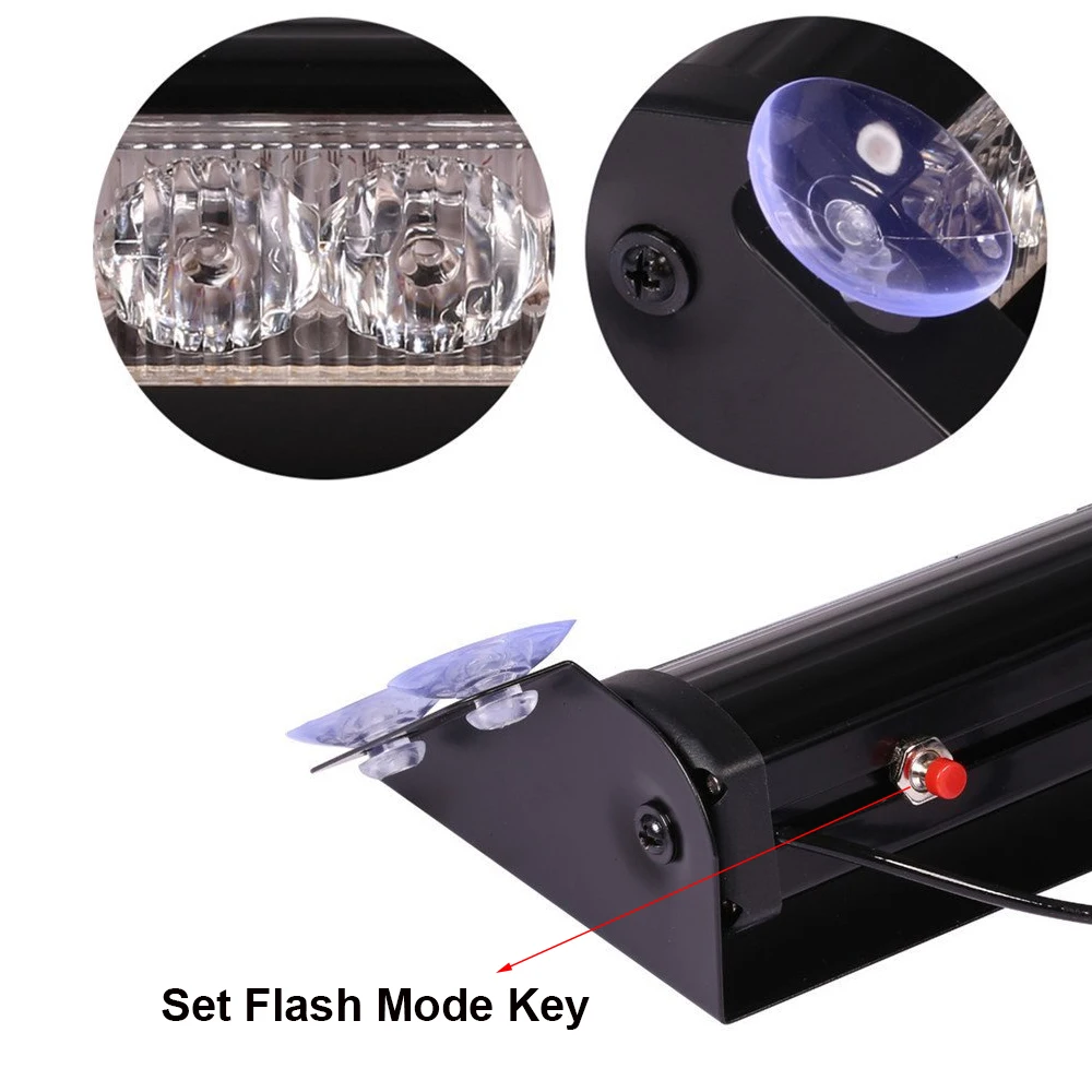 8 LED Red Blue Car Emergency Strobe Light Vehicle Windshield Warning lights  3 Flashing Mode Police light Beacon Signal lamp 12V - AliExpress, image size:1000x1000