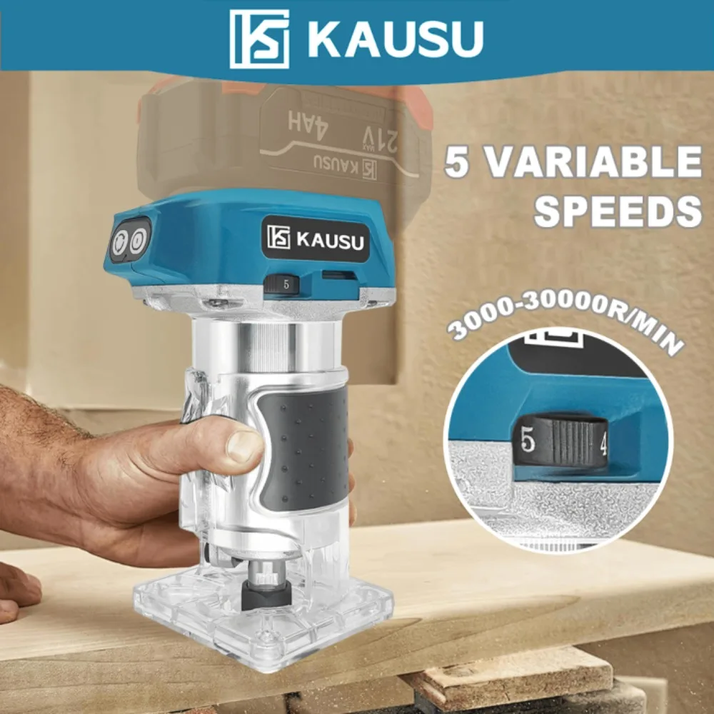 5단 전동 브러시리스 핸드 트리머 무선 6/6.35/8mm 목공 라우터 목공 조각 슬롯팅 마키타 18V 배터리용