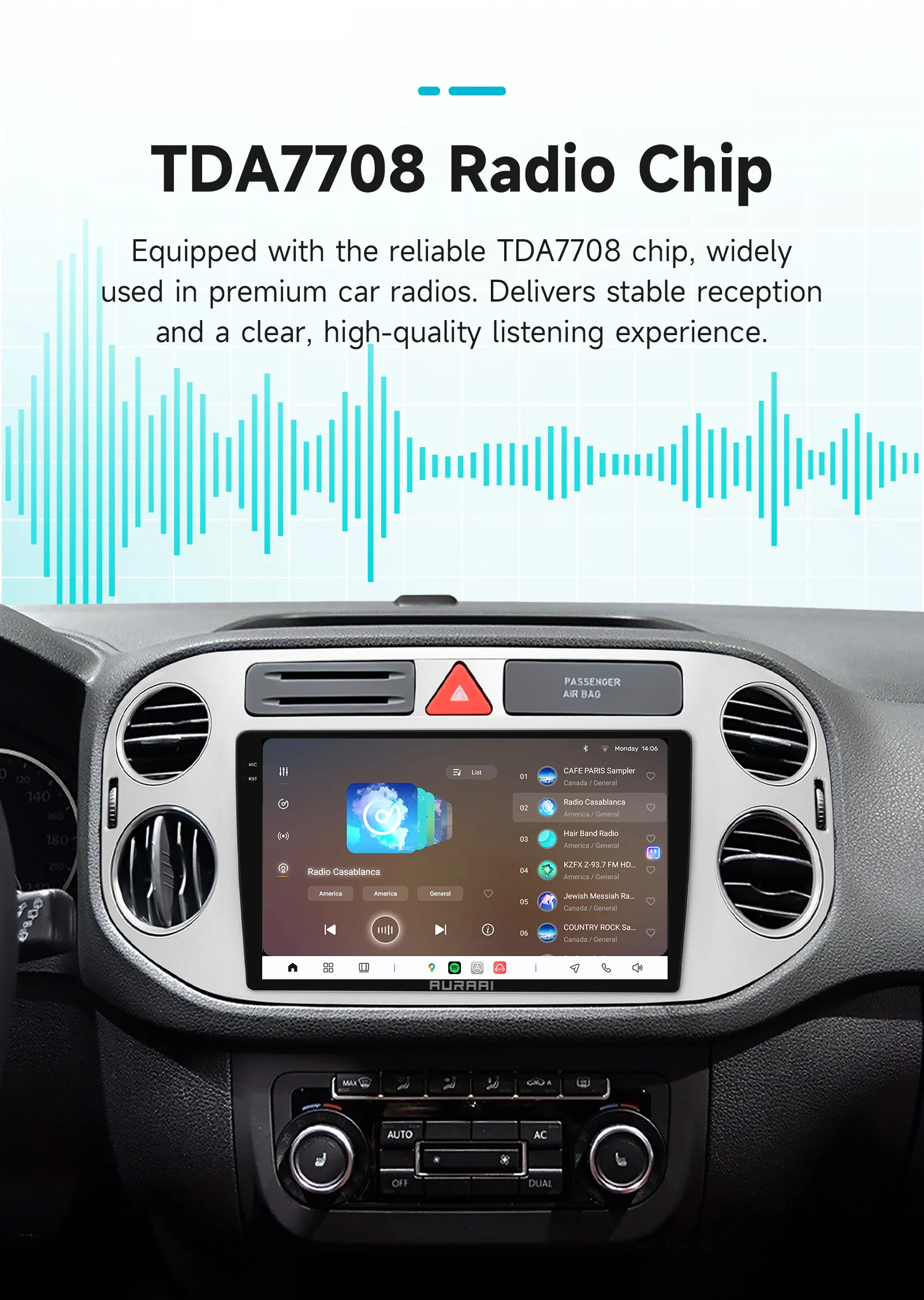 AURAAI 2K Intelligenter Bildschirm für VW Volkswagen Tiguan 1 2006-2016 Carplay Android Auto Radio ADAS 360 CAM Multimedia-Player – Detail 23