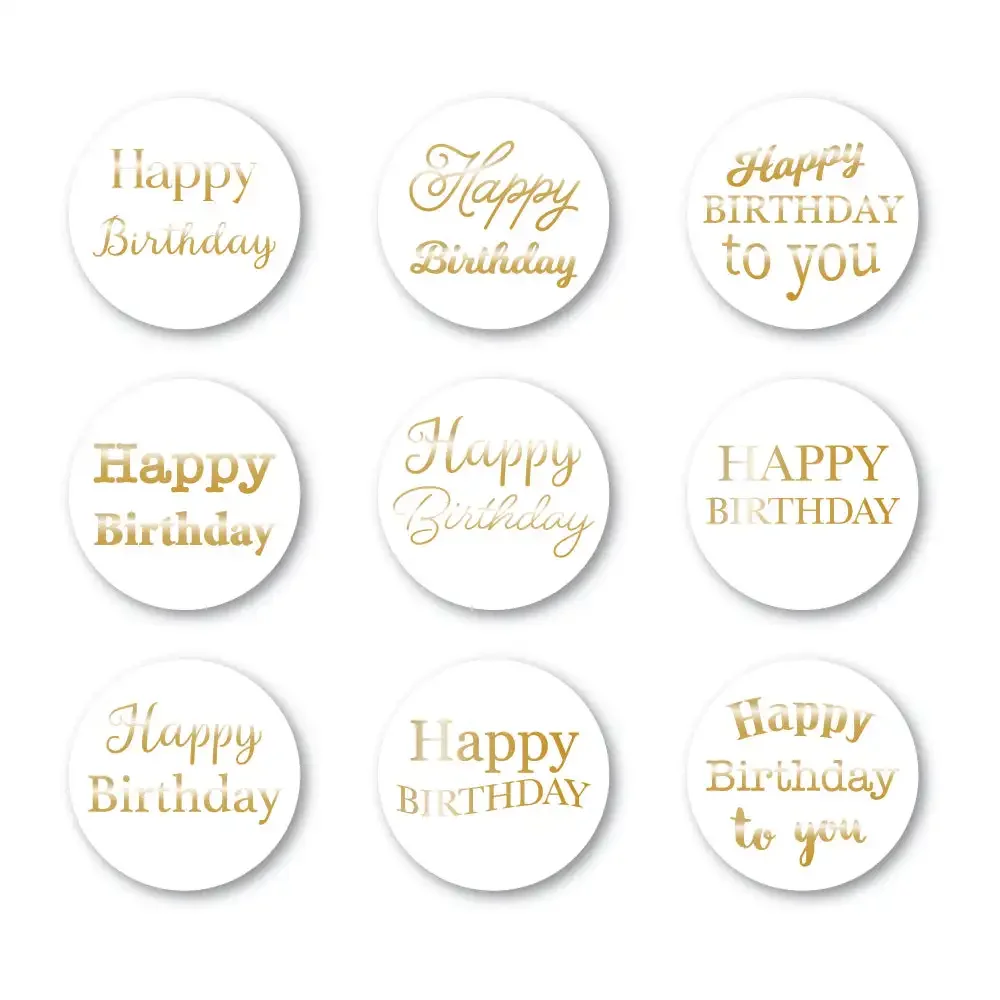 

Happy Birthday Greetings White Circle Tabs Hot foil Scrapbook Diary Decoration Embossing Template DIY Greeting Card Handmade