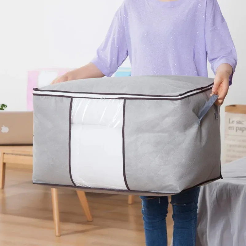 Non-woven Portable Clothes Storage Bag Organizer Folding Closet Organizer for Pillow Quilt Blanket Bedding 4