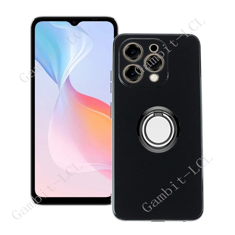 Enhanced Product Title: Sleek Shockproof Soft TPU Phone Case with Back Ring Holder Bracket - 6.7