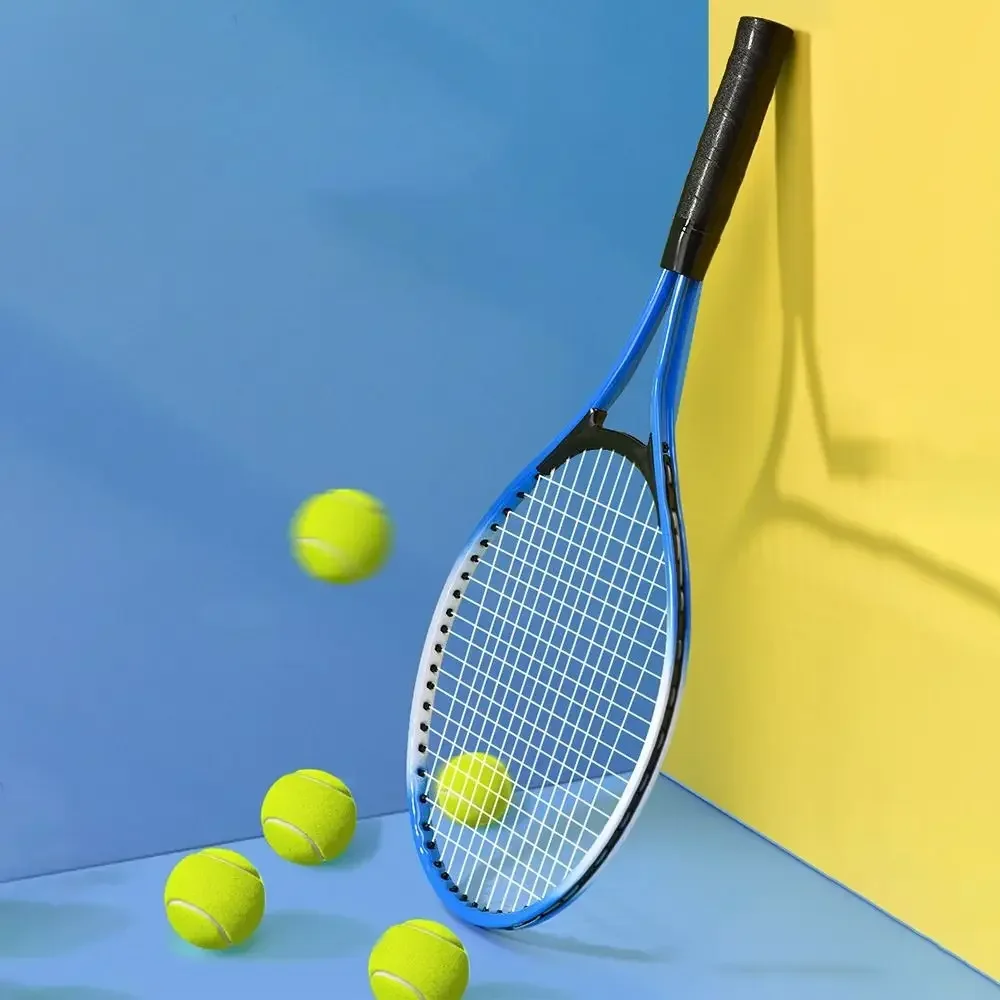 Tennis Racket Comfortable Nonslip Grip Shock Resistant High Strength Nylon Strings for Park Backyard Practice Beach Summer