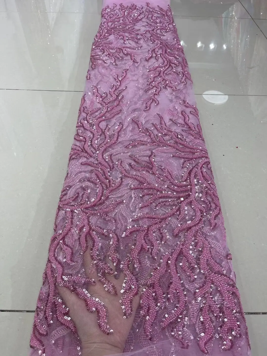 

African Lace Fabric with beads Tulle French ZH-13028422 Lace Fabric Embroidery Net Nigerian Lace Fabric