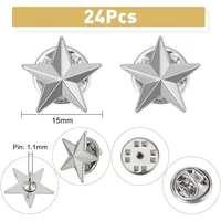 24Pcs Platinum Star Badge Lapel Pin Pentagram Alloy Brooch Pin Veterans Day Star Pin Military Award Pins Labor Day 4th of July 2