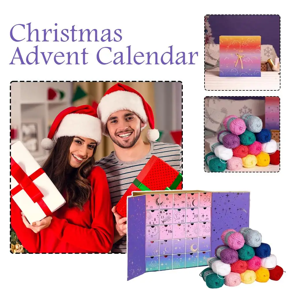 Crochet Christmas Advent Calendar 25-Day Yarn DIY Craft Kit with Patterns Beginner Knitting Gift for Handmade Enthusiasts
