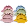 1PC BPA Free Dinosaur Children Dishes Suction Plates Silicone Baby Feeding Dining Plate For Toddlers Training Bowl Baby Stuff 2