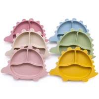 1PC BPA Free Dinosaur Children Dishes Suction Plates Silicone Baby Feeding Dining Plate For Toddlers Training Bowl Baby Stuff 2