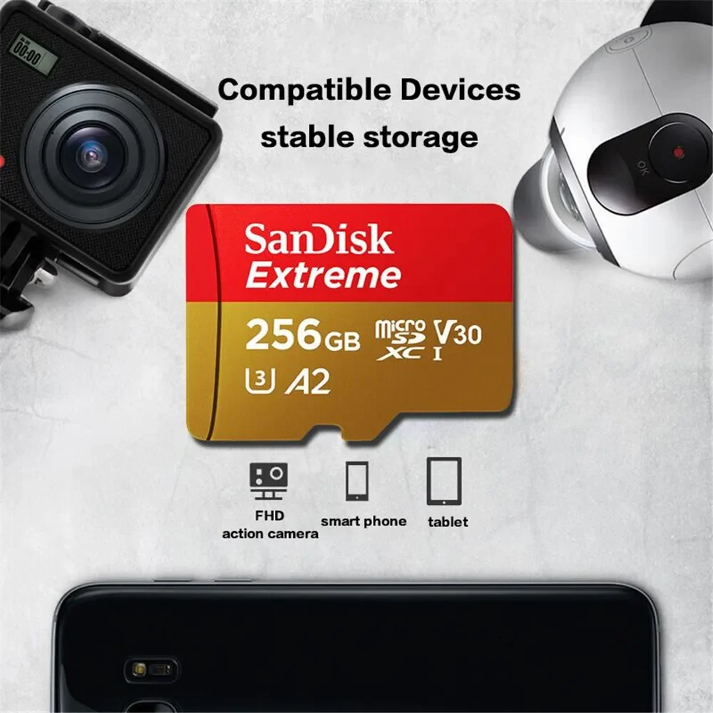 SanDisk Extreme Pro 256 GB microSDXC Memory Card + SD Adapter with A2 App  Performance + Rescue Pro Deluxe 170 MB/s Class 10, UHS-I, U3, V30