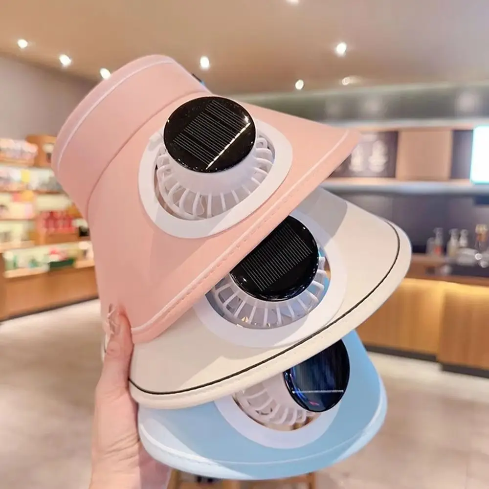 통기성 좋은 여름용 팬 햇, 메쉬 소재 자외선 차단 넓은 챙 햇빛 가리개, USB/태양광 충전식 넓은 챙 솔라 팬 캡, 성인용 여름 모자