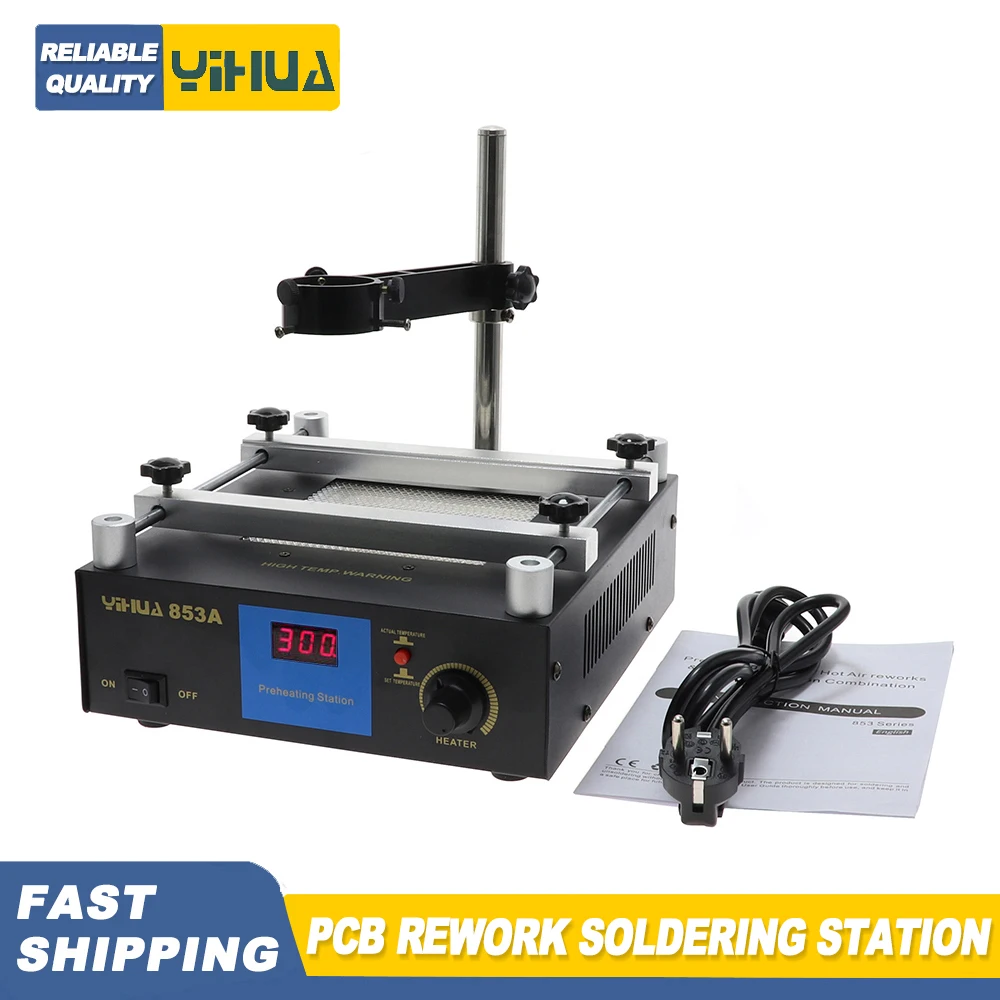 YIHUA 853A SMD BGA Rework Soldering Station Preheating Desoldering Welding Tools PCB Holder Rework Soldering Station Bottom Heat soldering tool,soldering station,welding tool,desoldering station