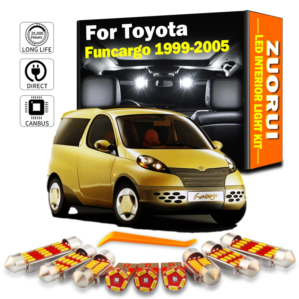 

ZUORUI 9Pcs Canbus LED Interior Map Dome Light Kit For Toyota Funcargo 1999-2003 2004 2005 Car Led Bulbs No Error Accessories