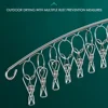 1Pc Stainless Steel Clothes Drying Hanger With 10/16Clips Windproof Clothing Rack Clips Sock Underwear Socks Holder Home Tools 5