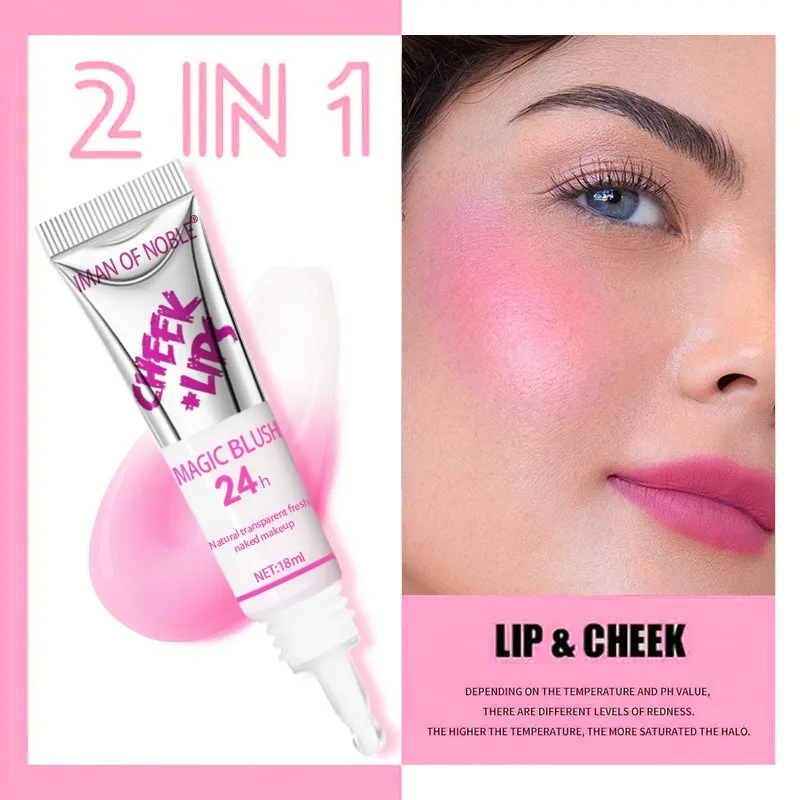 Description Picture 3 of item2-in-1 Color-Changing Liquid Blush & Lip Tint Natural Rosy Glow 24H Waterproof Sweat-Proof Long-Lasting Flush Cheeks & Lips