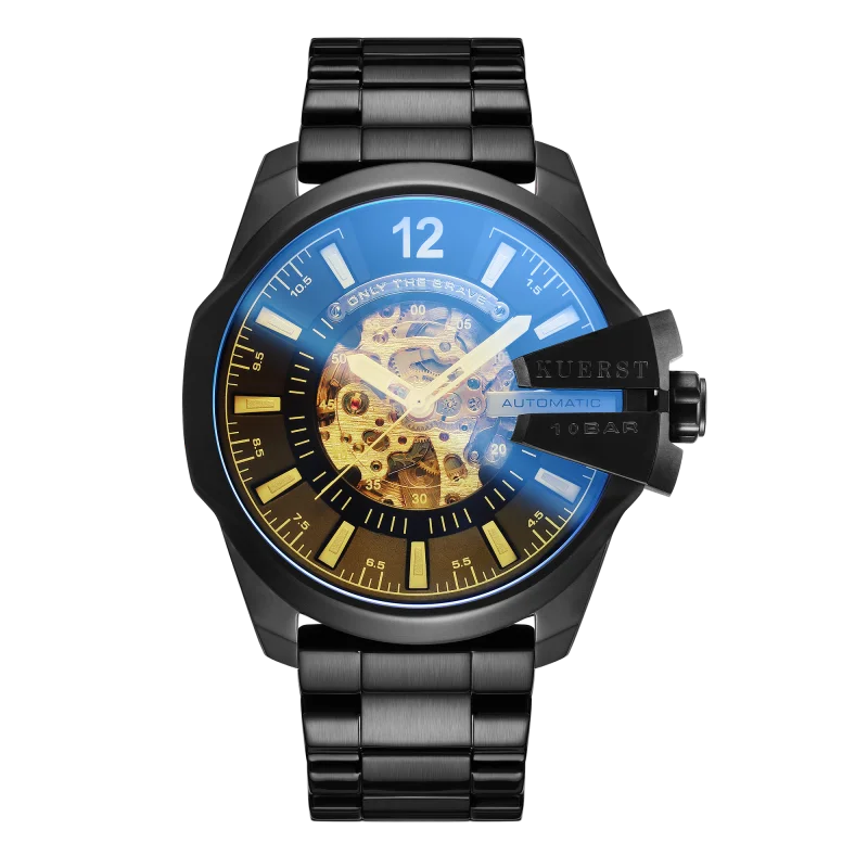 2023 KUERST Luxury Men Sports Automatic Mechanical WristWatch Steel 30M Waterproof Clock Watches