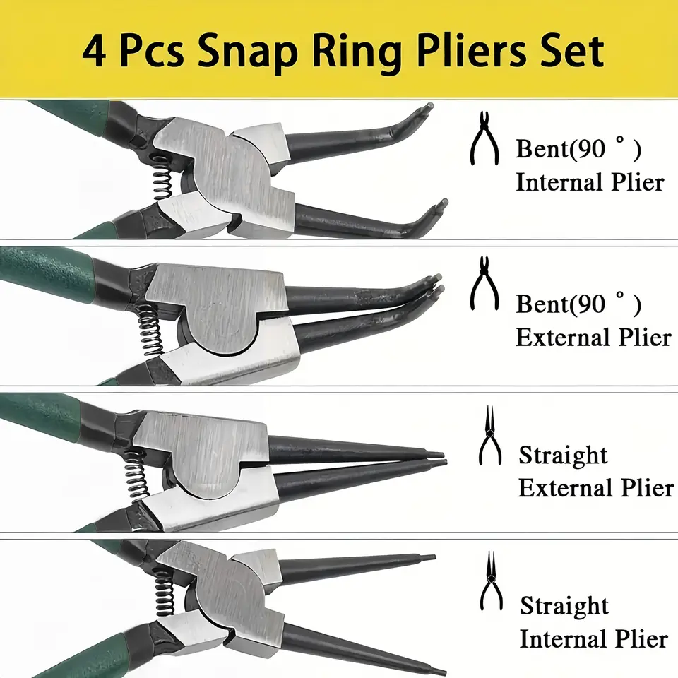 4pcs Multifunctional Circlip Pliers Set, Internal & External Retaining Ring Pliers for Industrial & DIY Use image 3