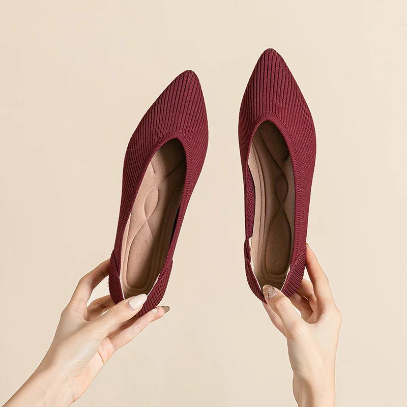 Women's flat shoes elastic soft casual fashionable breathable anti-skid rubber sole pointed comfortable shoes for pregnant women 6
