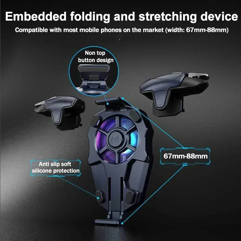 MEMO AK03 휴대 전화 게임 트리거 조이스틱 게임 패드 팬 라디에이터 2 IN 1 조준 슈팅 L1R1 키 버튼 게임 쿨러 IOS PUBG 용